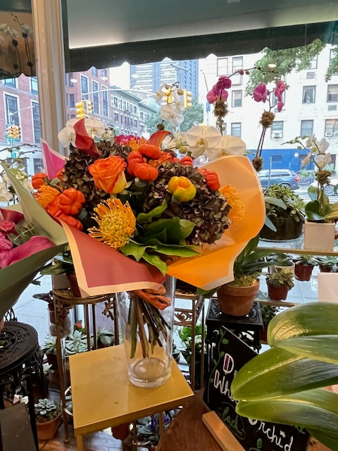 Antique hydrangea calla lily and rose warm autumn bouquet – Jerome Florists NYC