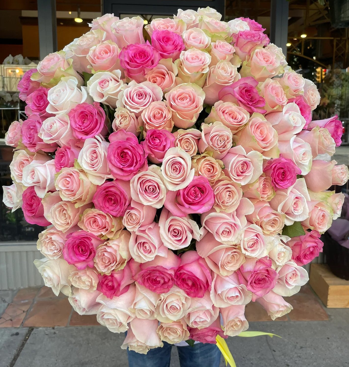 Large pink purple and white rose premium bouquet – Jerome Florists NYC