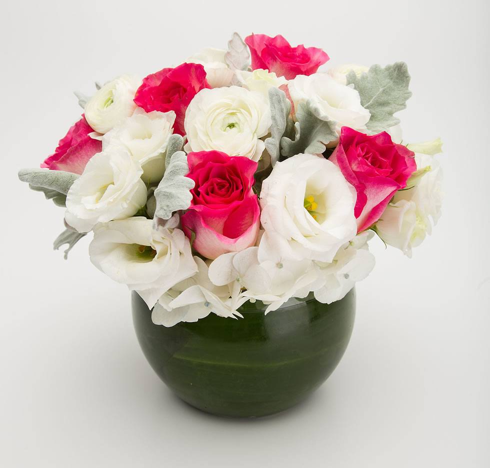 Rose and ranunculus elegant bowl arrangement – Jerome Florists NYC